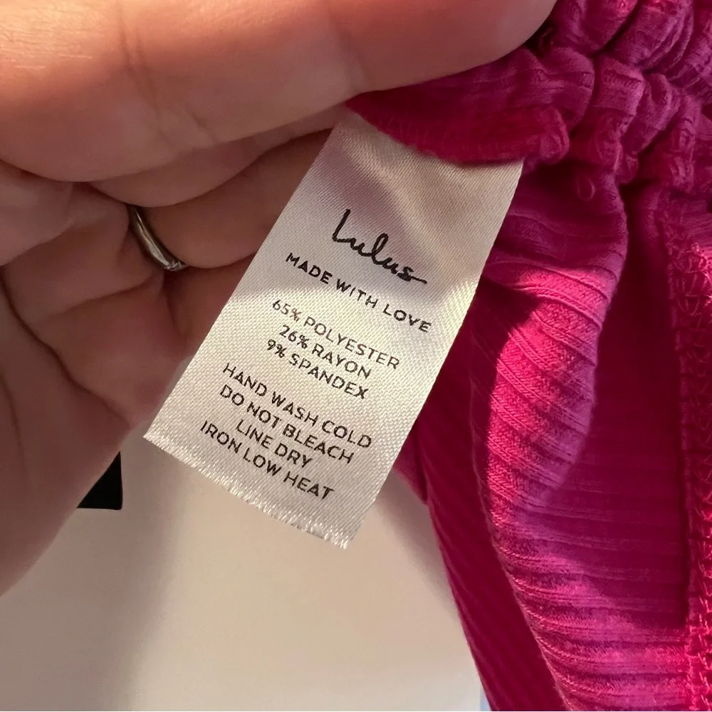 LULUS Magenta Drawstring Ruched Cutout Long sleeve Top